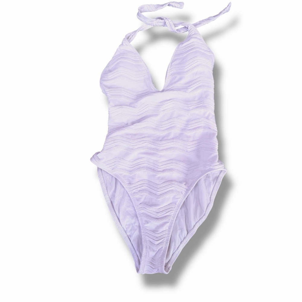 La Blanca White Halter Neck One Piece Swimsuit Size 12 NWOT